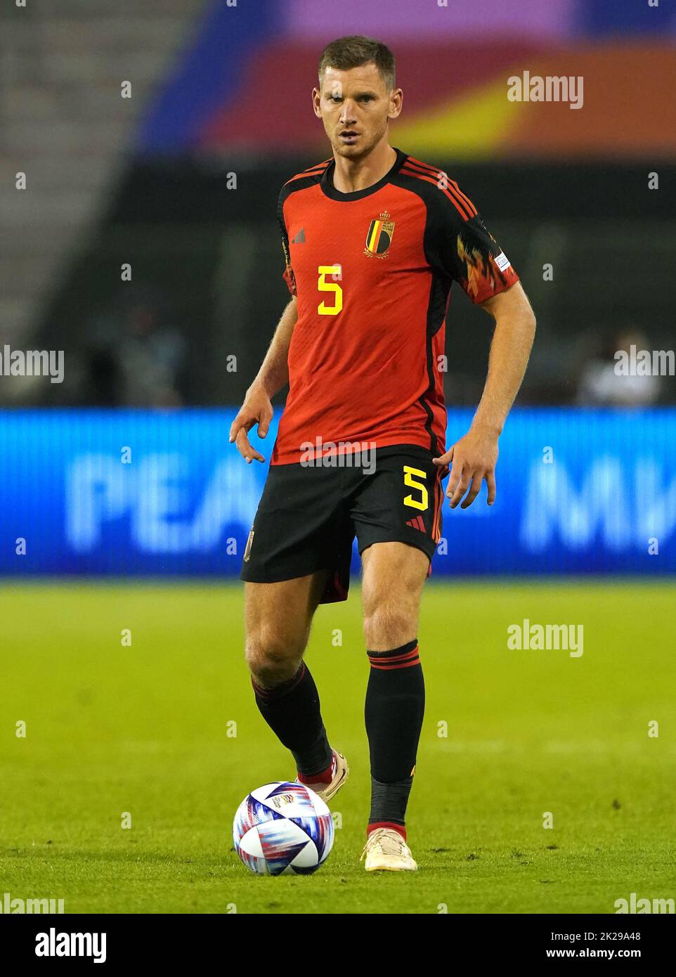 Belgium's Jan Vertonghen in action during the UEFA Nations League Group D Match at King Baudouin Stadium, Brussels. Picture date: Thursday September 22, 2022. Stock Photo