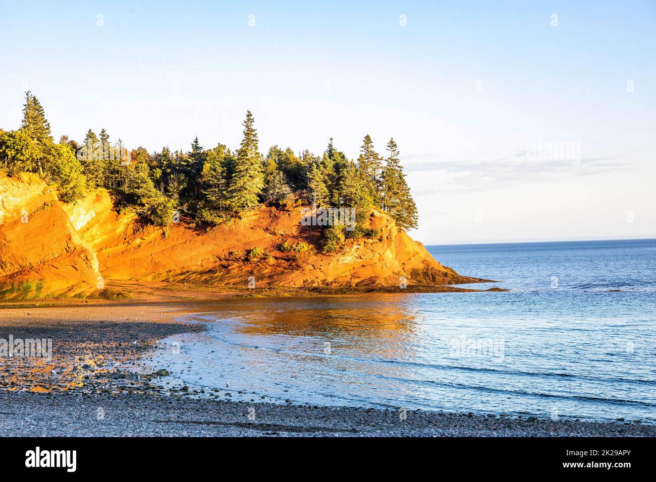 Beautiful sunset view of St Martins Sea Caves at Fundy national park Canada Stock Photo