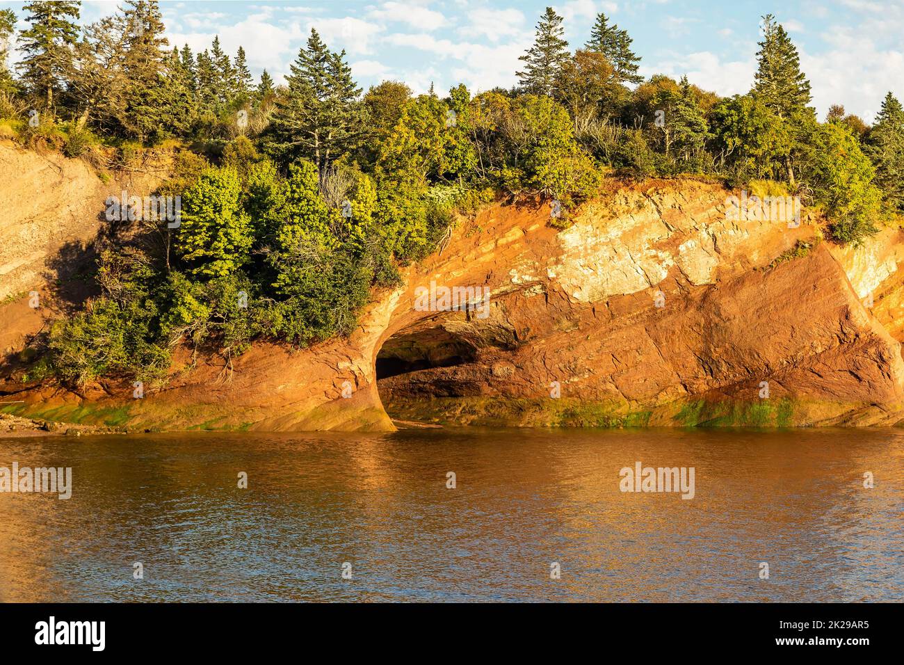 Beautiful sunset view of St Martins Sea Caves at Fundy national park Canada Stock Photo