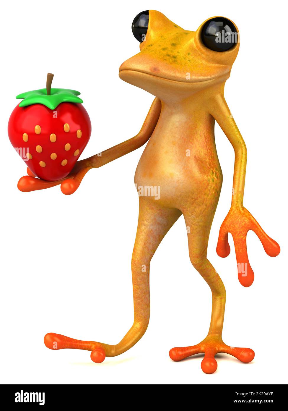 Fun yellow frog 3D Illustration Stock Photo Alamy