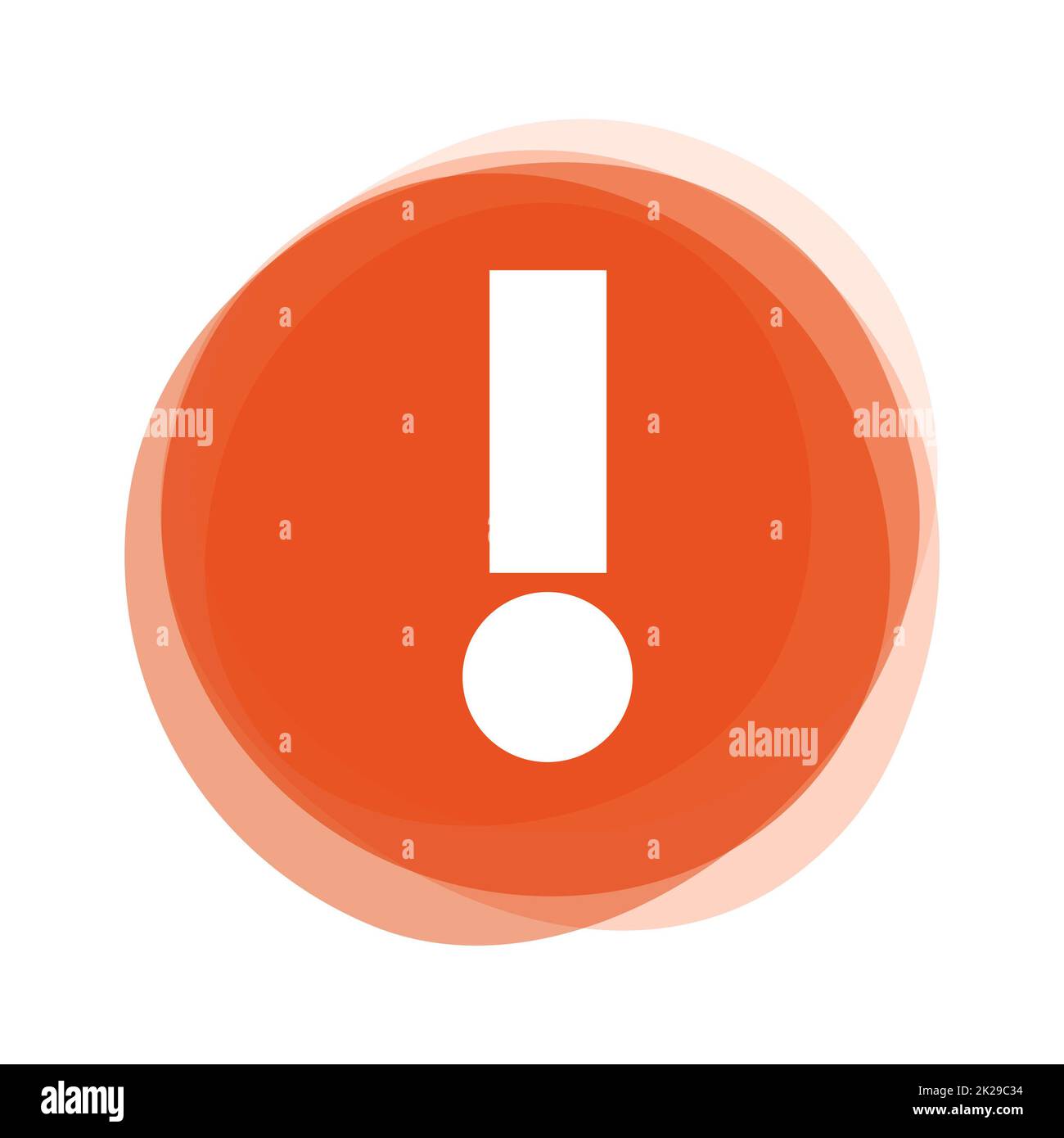 Caution, Danger or Error Exclamation mark on red button Stock Photo