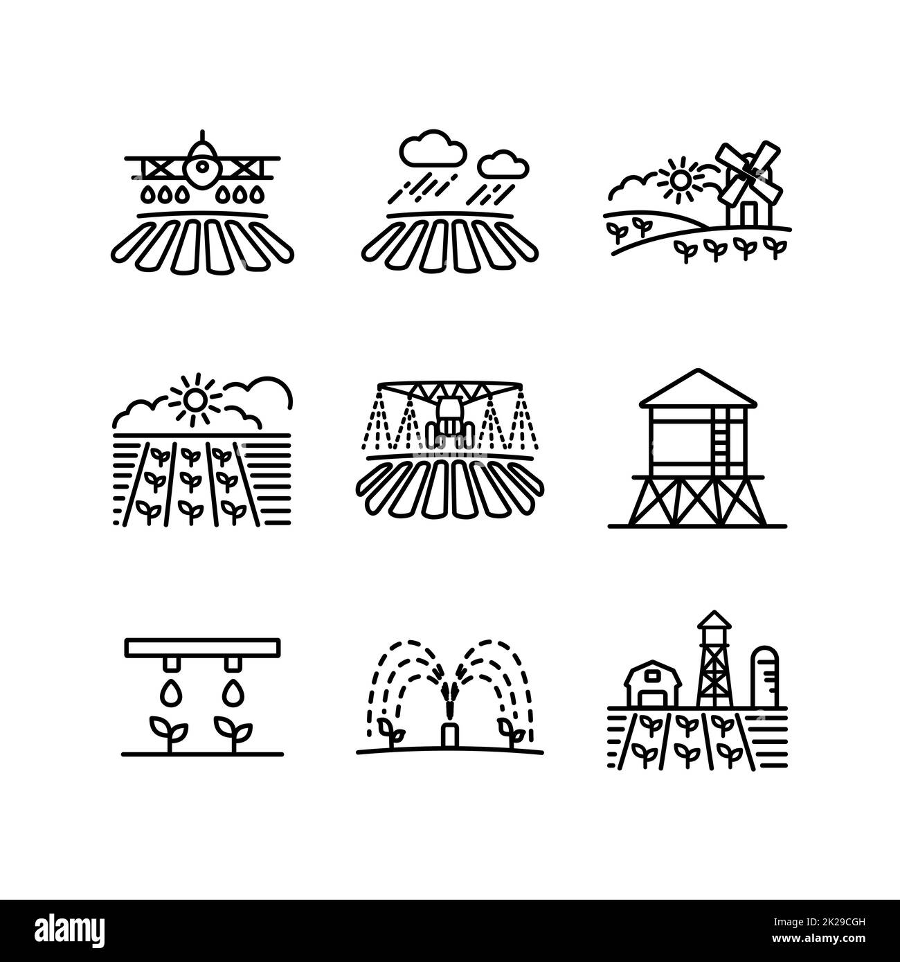 Farm Field icon. Agriculture irrigation sign Stock Photo