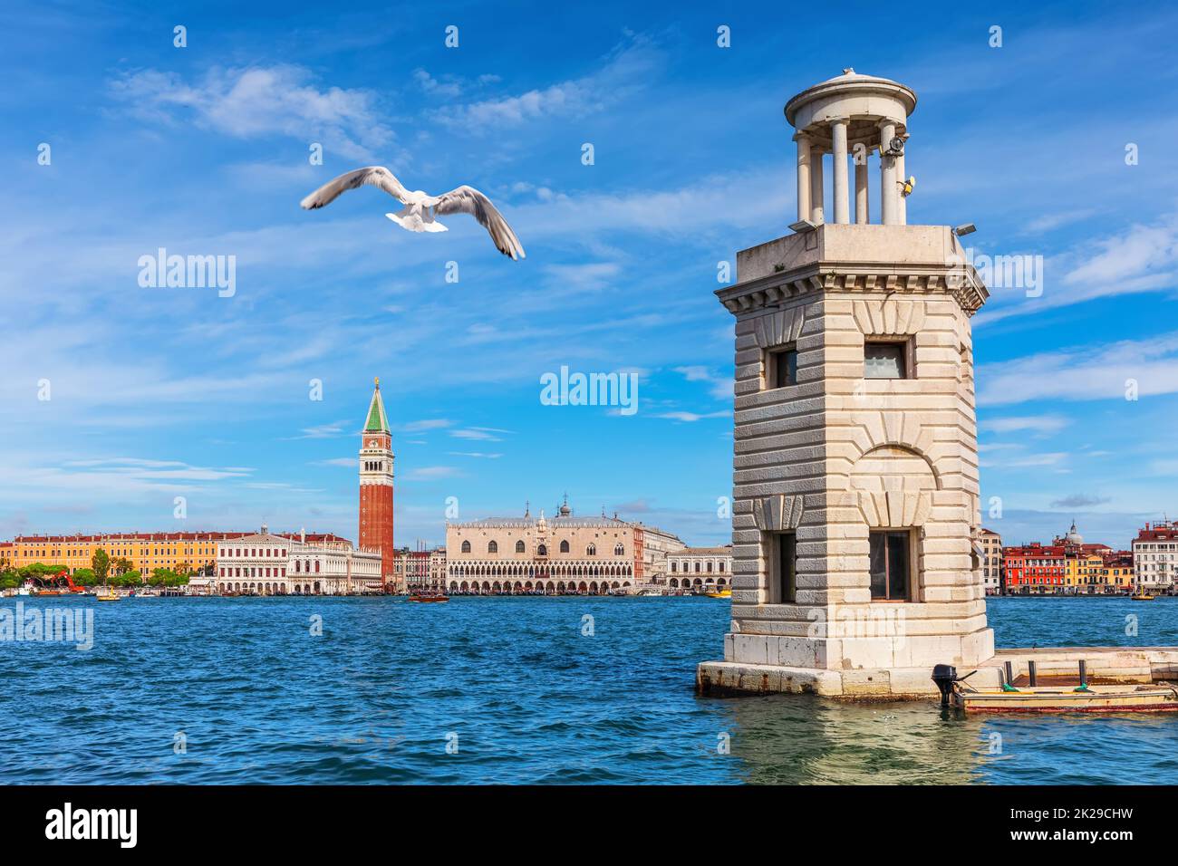Lighthouse near the coast of Venice, Italy Stock Photo