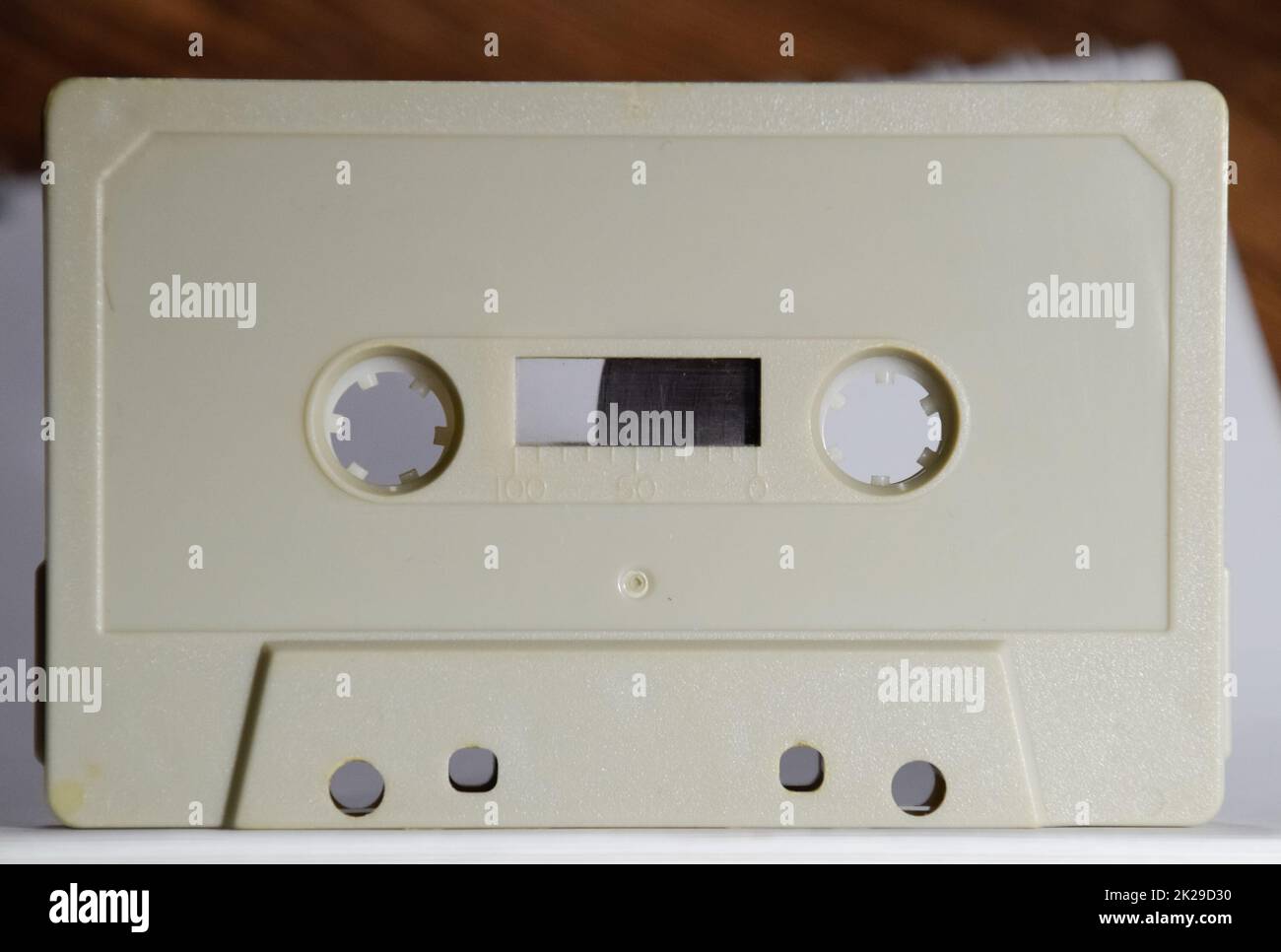 Audio cassette. Retro music medium, compact cassette tape recorder