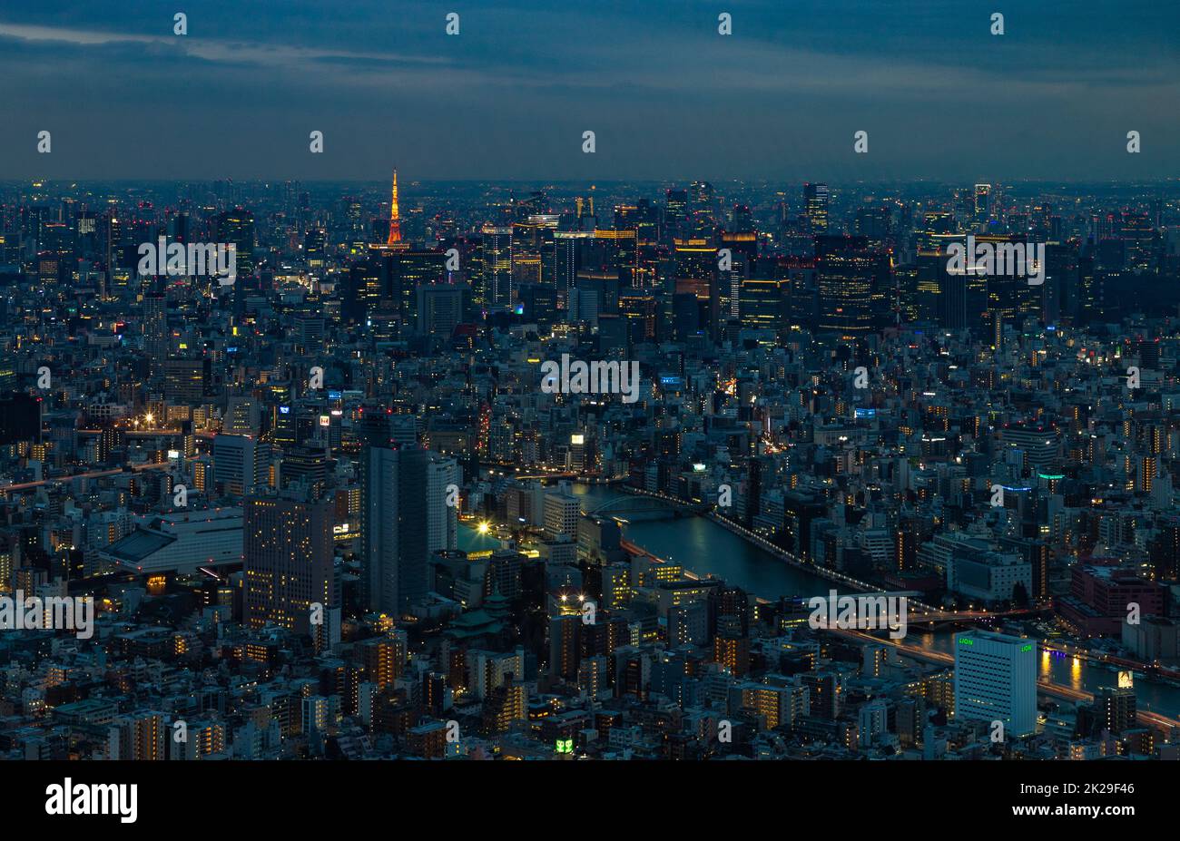 Tokyo and Tokyo Tower at Night Stock Photo - Alamy