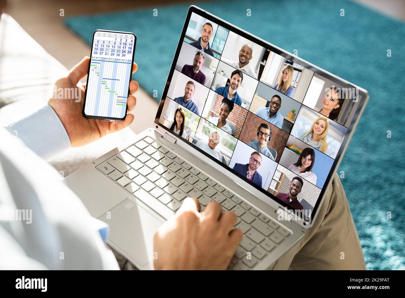 Virtual Business Presentation Or Videoconferencing On Computer Screen Stock Photo