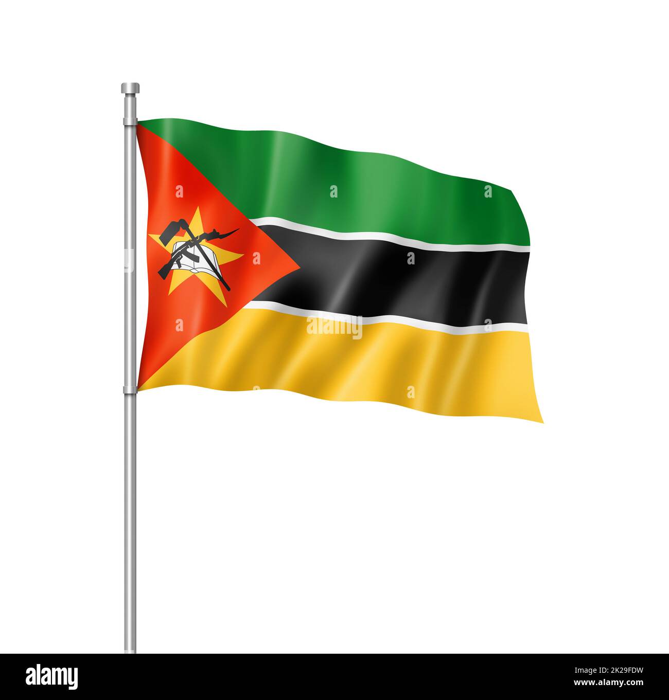 Mozambique flag isolated on white Stock Photo