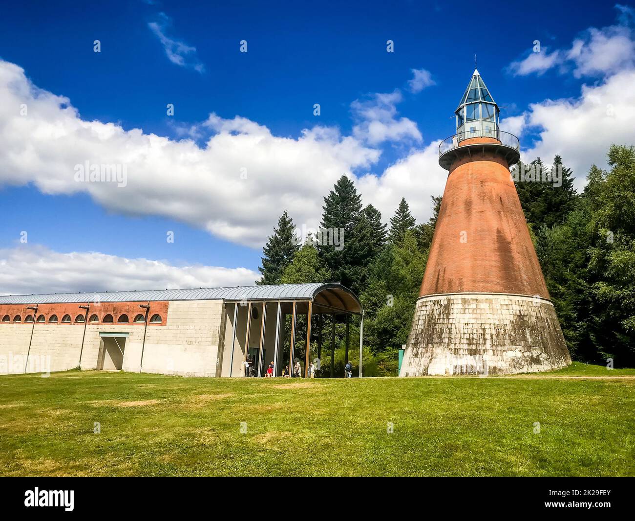 Lighthouse and art center around the Lake of Vassiviere Stock Photo