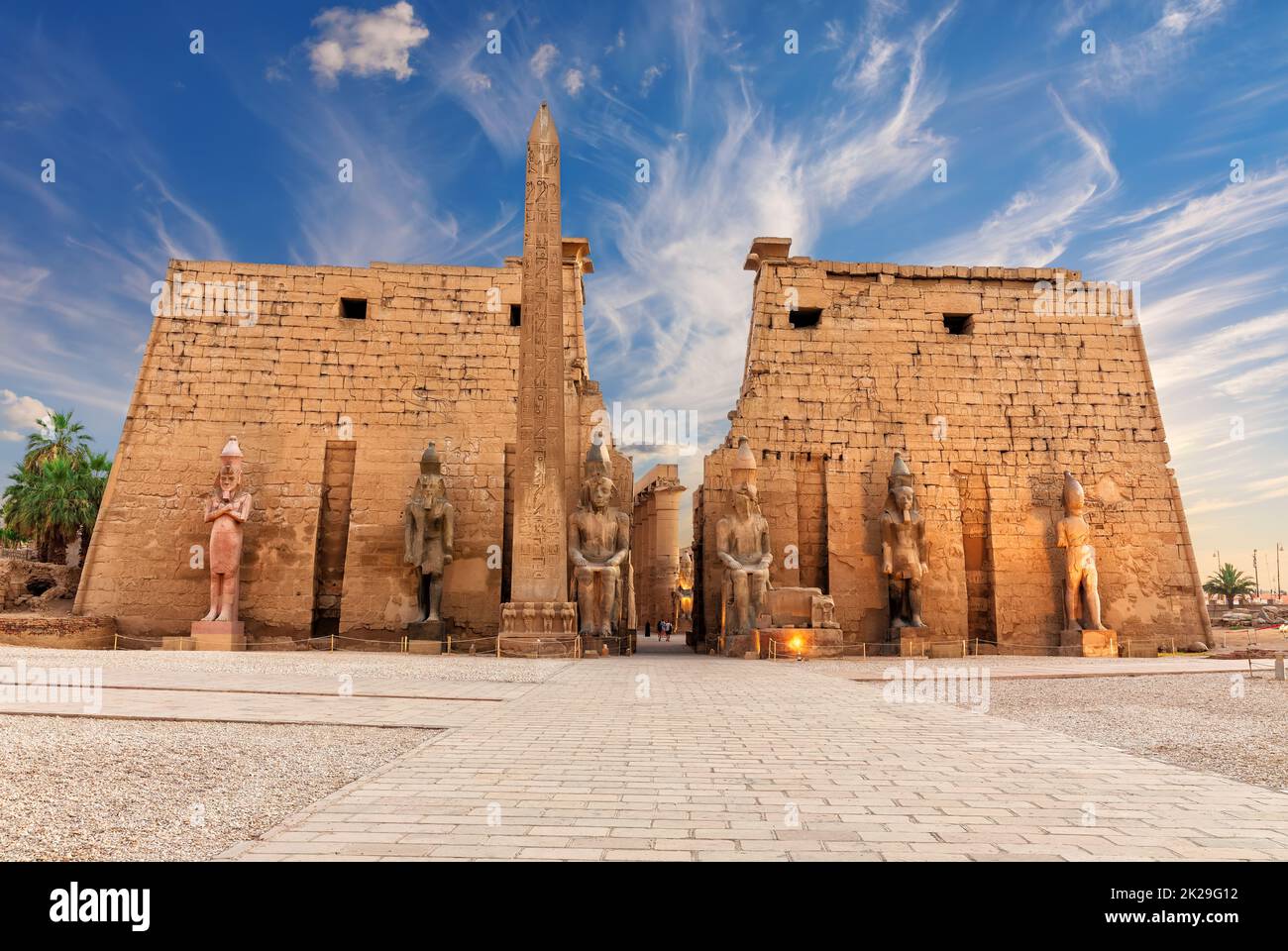 World famous Luxor Temple, view of the main entrance, Egypt Stock Photo