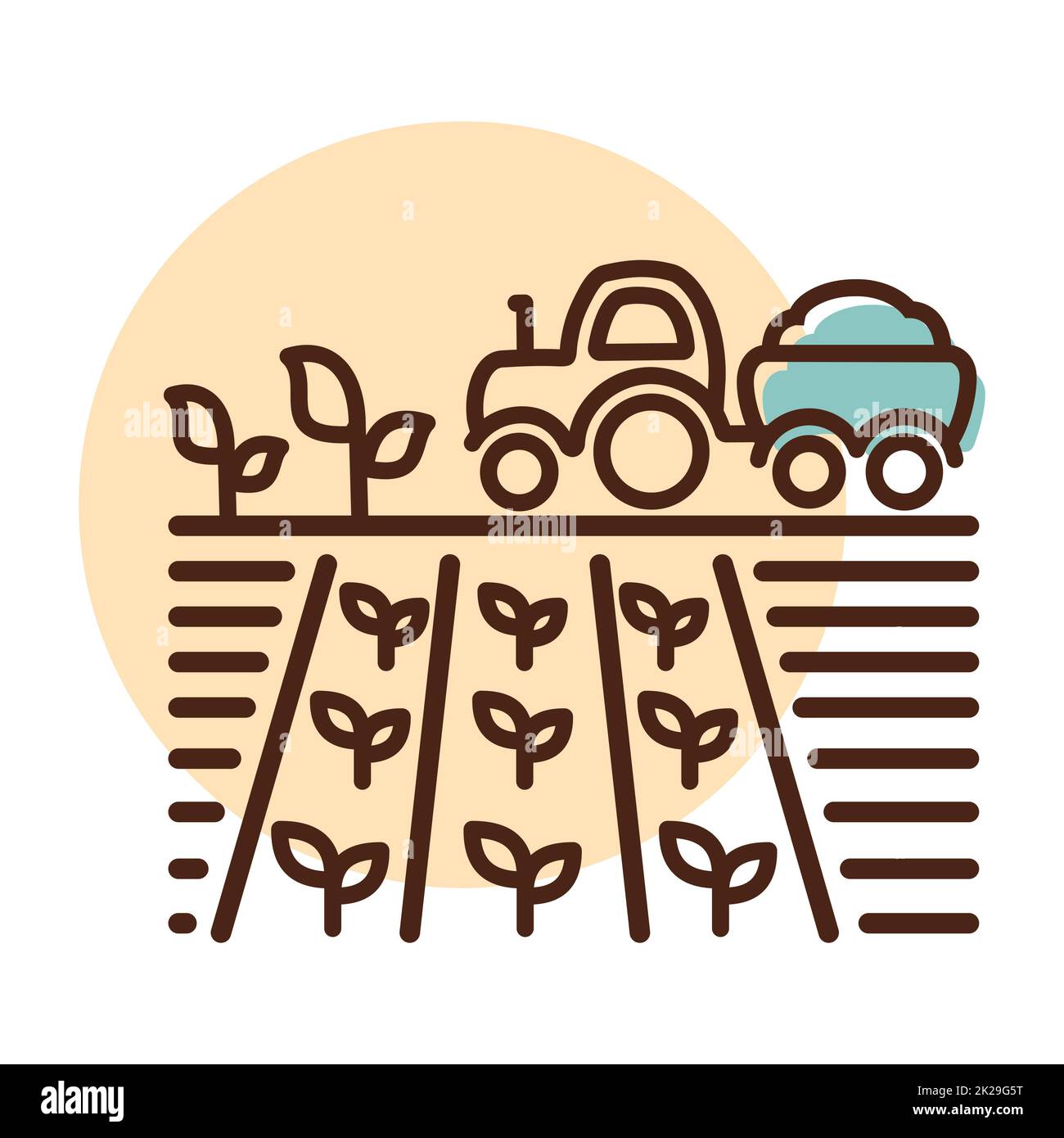 Tractor on field harvest seedling flat icon. Agriculture sign. Graph symbol  for your web site design, logo, app, UI. Vector illustration, EPS10 Stock  Photo - Alamy, image size:1300x1390