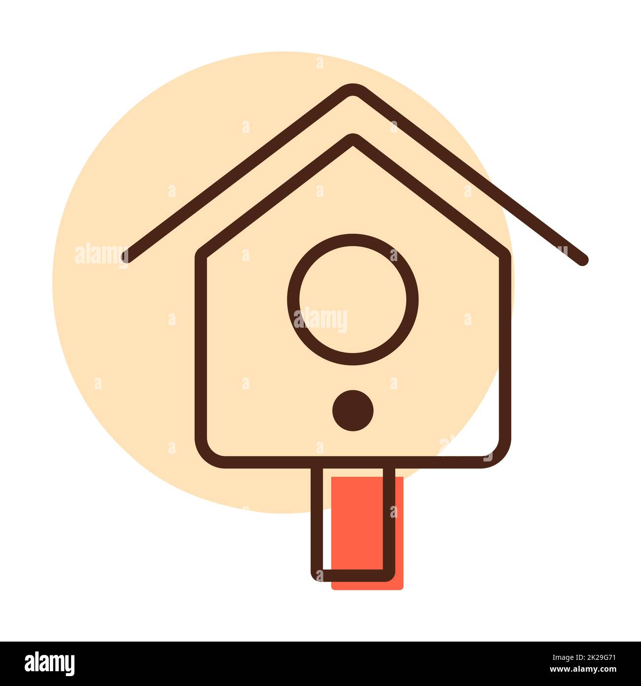 Wooden birdhouse, place for nest vector icon Stock Photo