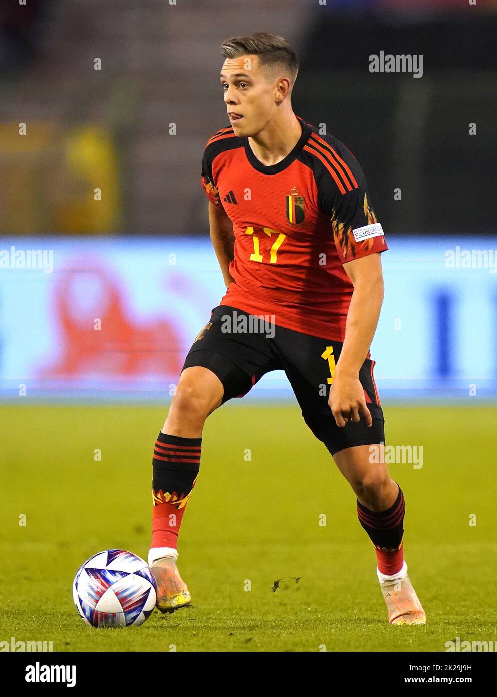 Belgium's Leandro Trossard in action during the UEFA Nations League Group D Match at King Baudouin Stadium, Brussels. Picture date: Thursday September 22, 2022. Stock Photo