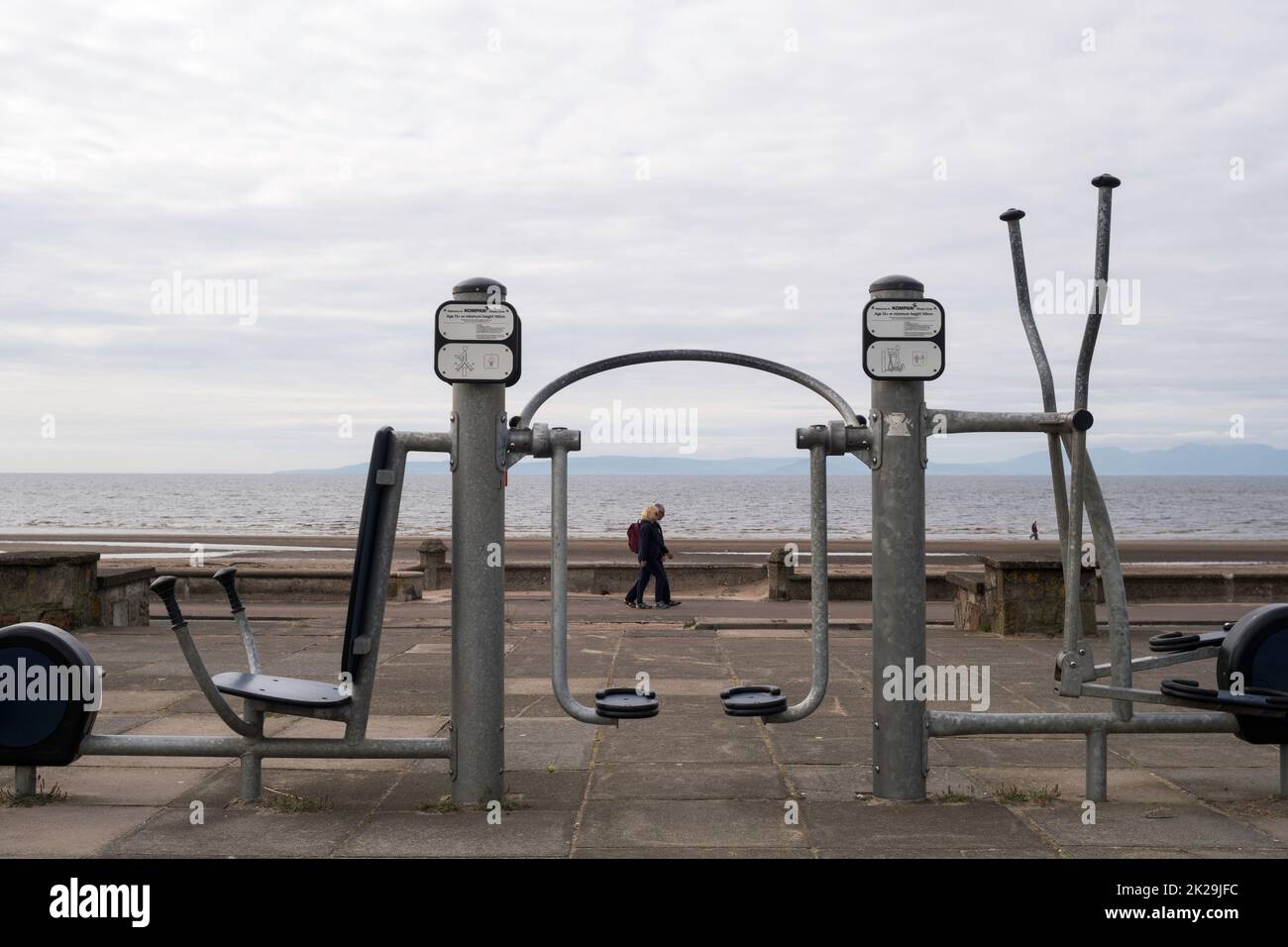 Gloomy outlook over the Firth of Clyde from Ayr seafront, Ayshire, Scotland, UK Stock Photo