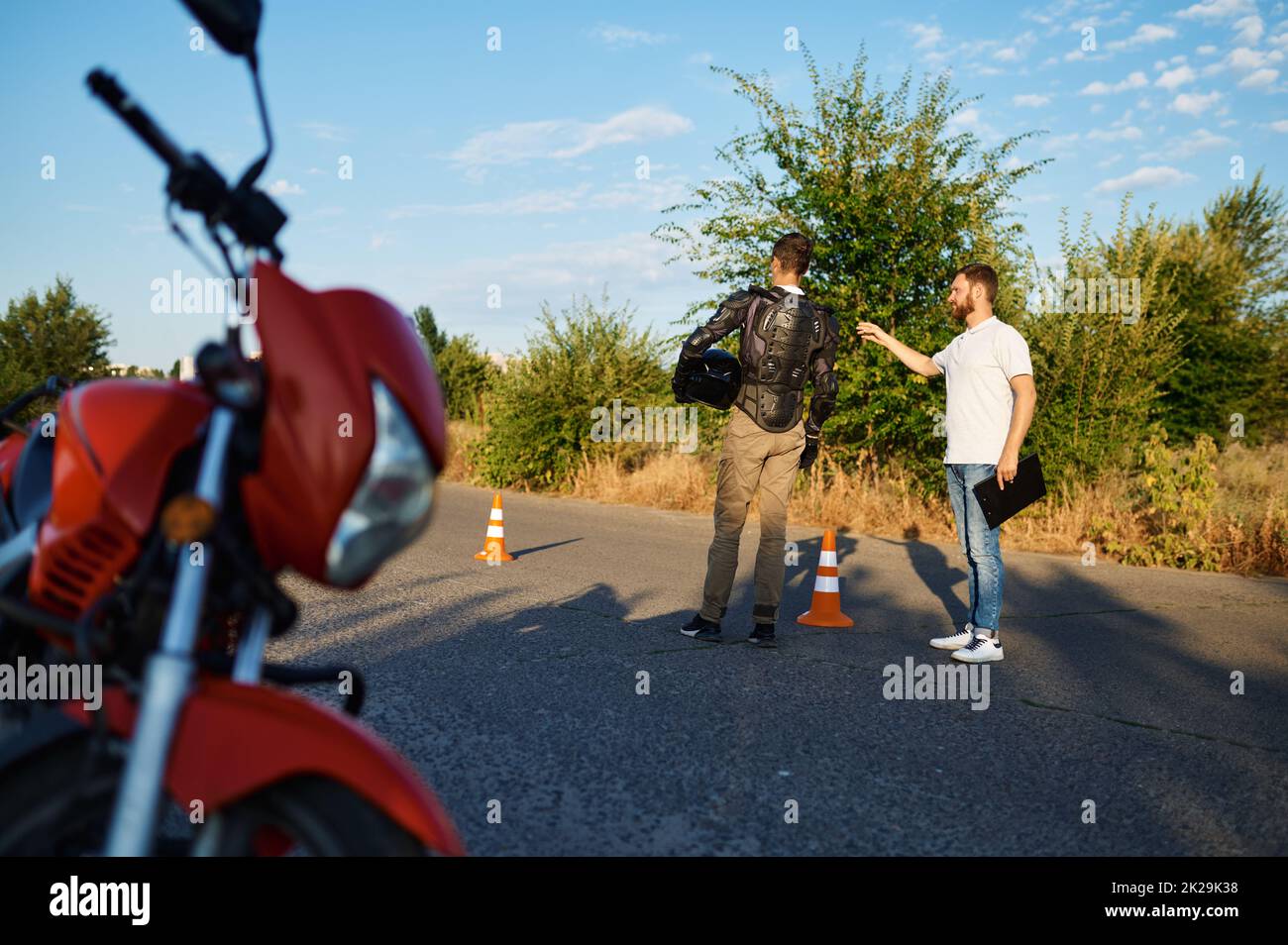 Motorbike, driving course, motorcycle school Stock Photo