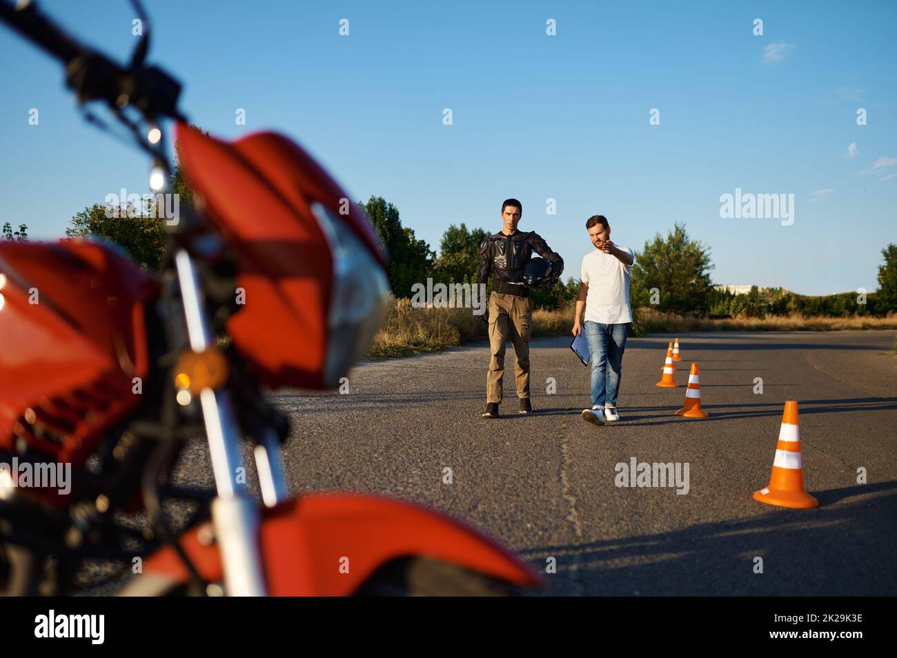 Motorbike, driving lesson, motorcycle school Stock Photo