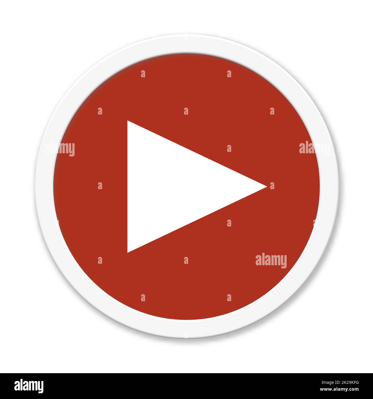 Red button with white frame: Video or Music Player Stock Photo