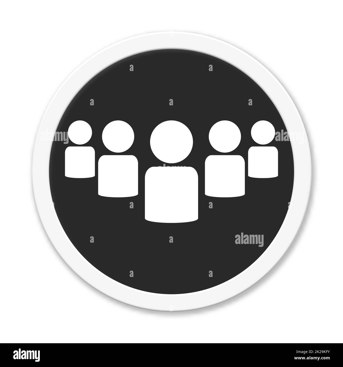 Black button with white frame: Community or Group Stock Photo