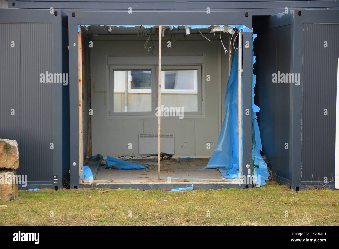 Old containers for living are stored in a storage yard Stock Photo Alamy