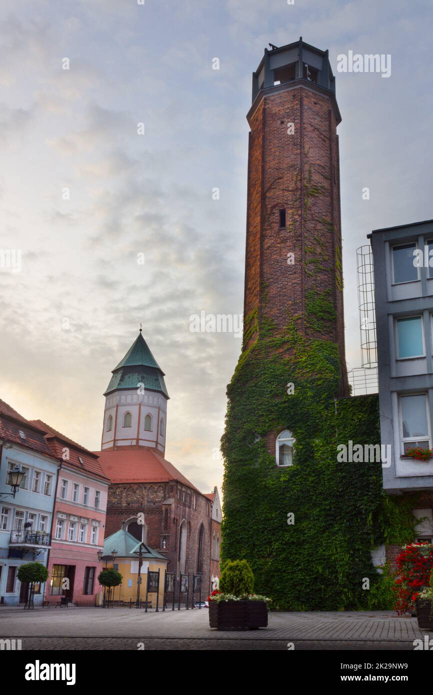 Oldtown with town hall in Kozuchow Stock Photo