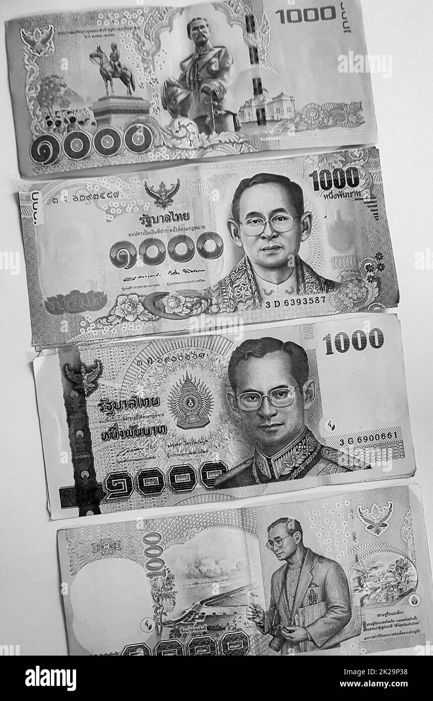 thai-money-banknotes-8000-thai-baht-black-and-white-background-stock