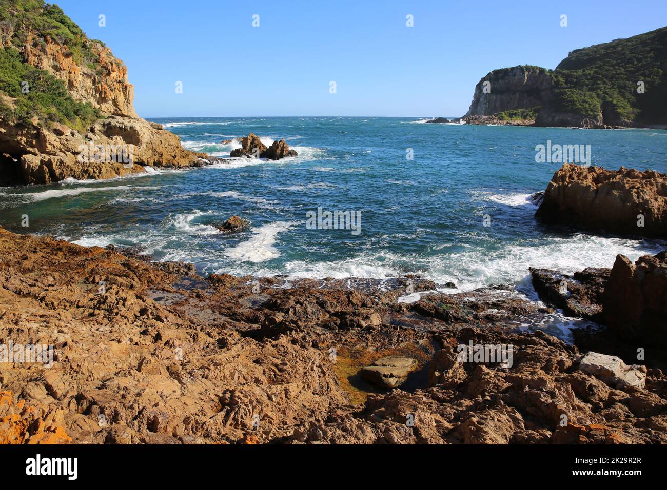 The Heads in Knysna at Sunset. Garden Route. South Africa Stock Photo