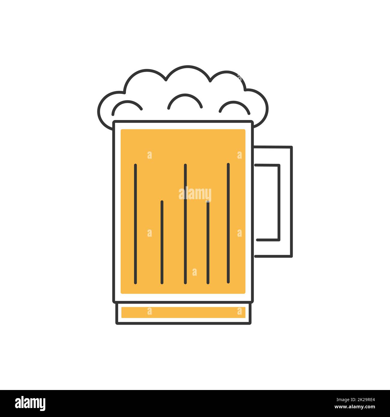 Stylish thin line icon of a beer glass on a white background - Vector Stock Photo