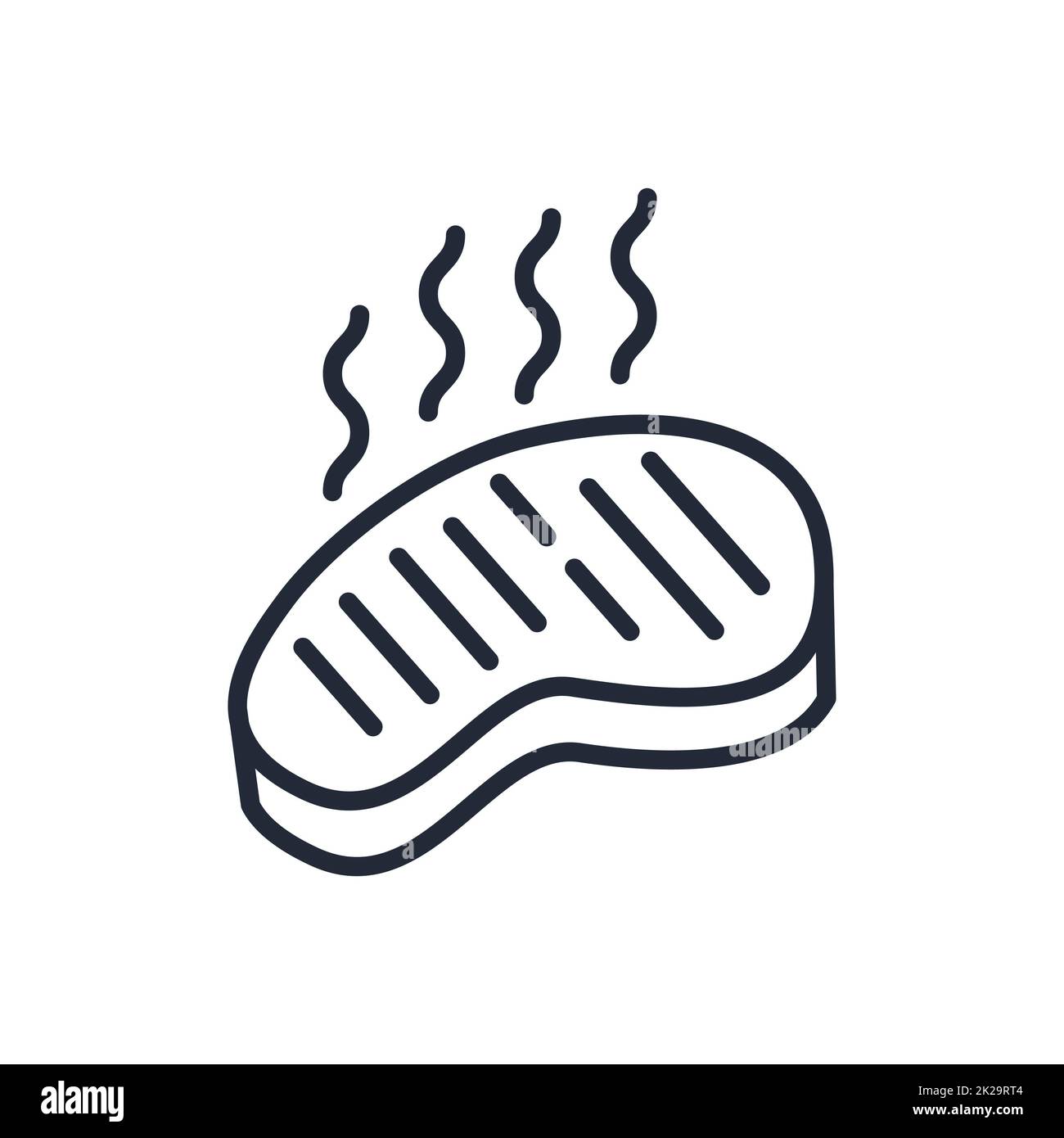 Stylish thin line icon of a piece of meat on a white background - Vector Stock Photo