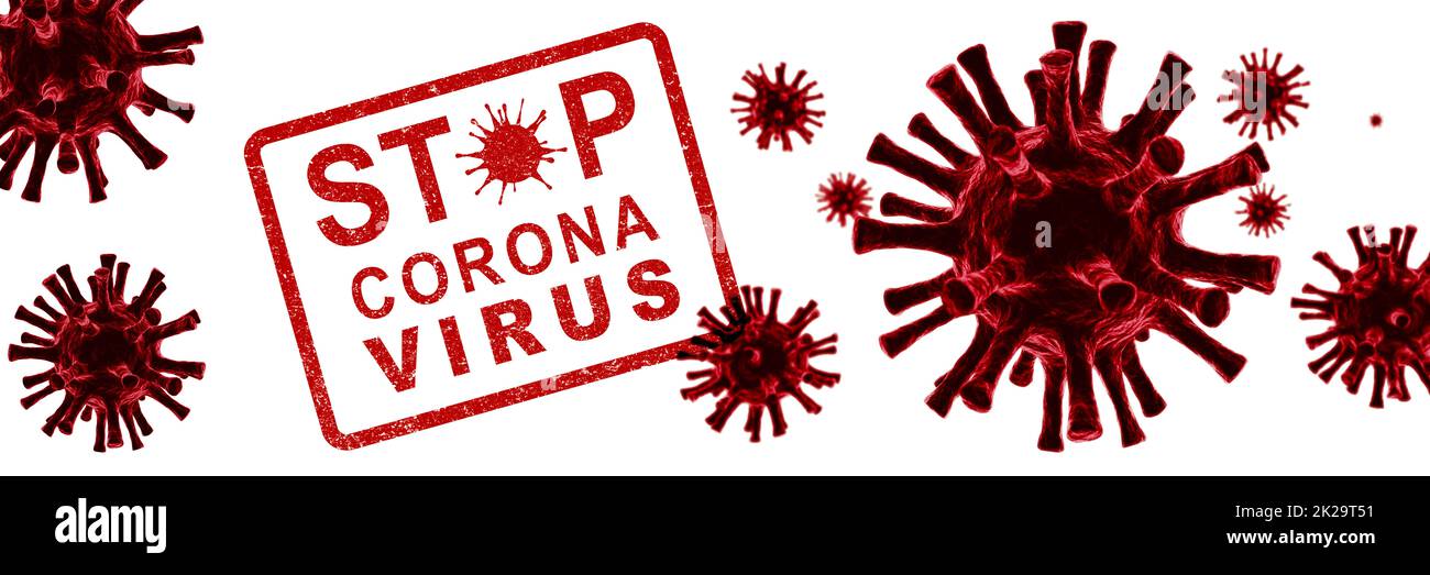 Stop corona virus background, pandemic risk concept. 3D illustration ...
