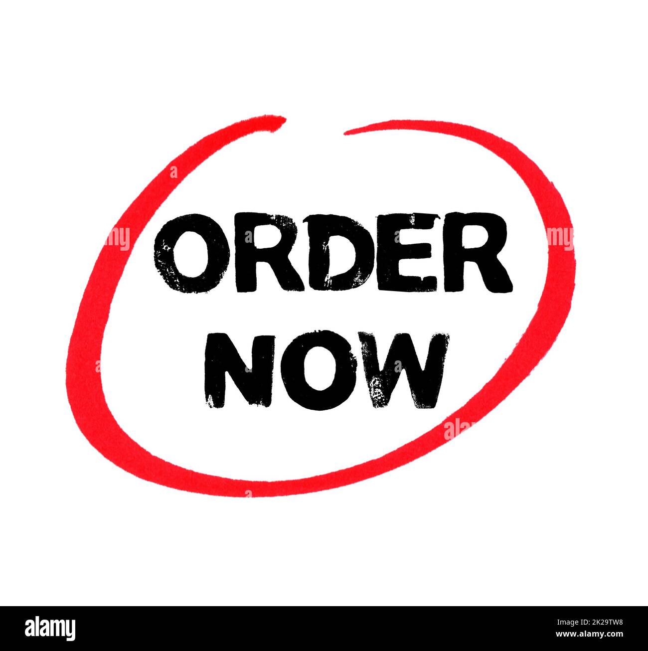 Order now with red pencil circle Stock Photo