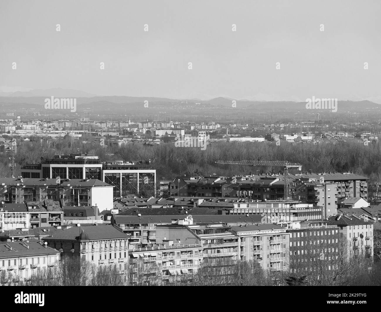 Aerial view of Turin in black and white Stock Photo - Alamy
