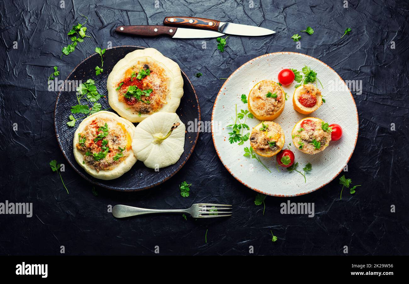 Baked squash and zucchini with quinoa Stock Photo Alamy