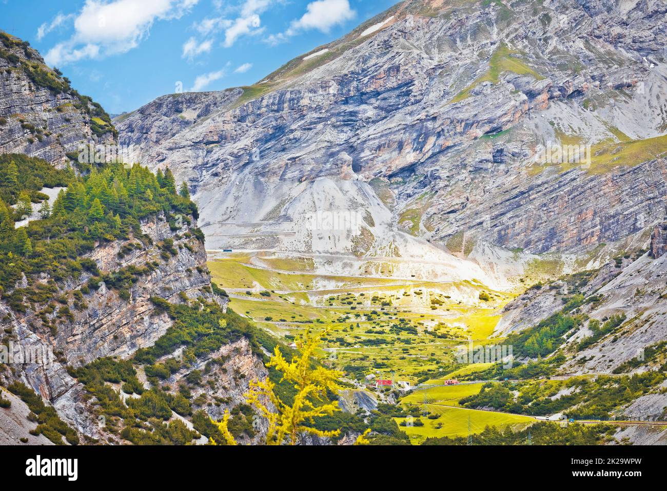 Stelvio mountain pass or Stilfser Joch scenic road serpentines view Stock Photo
