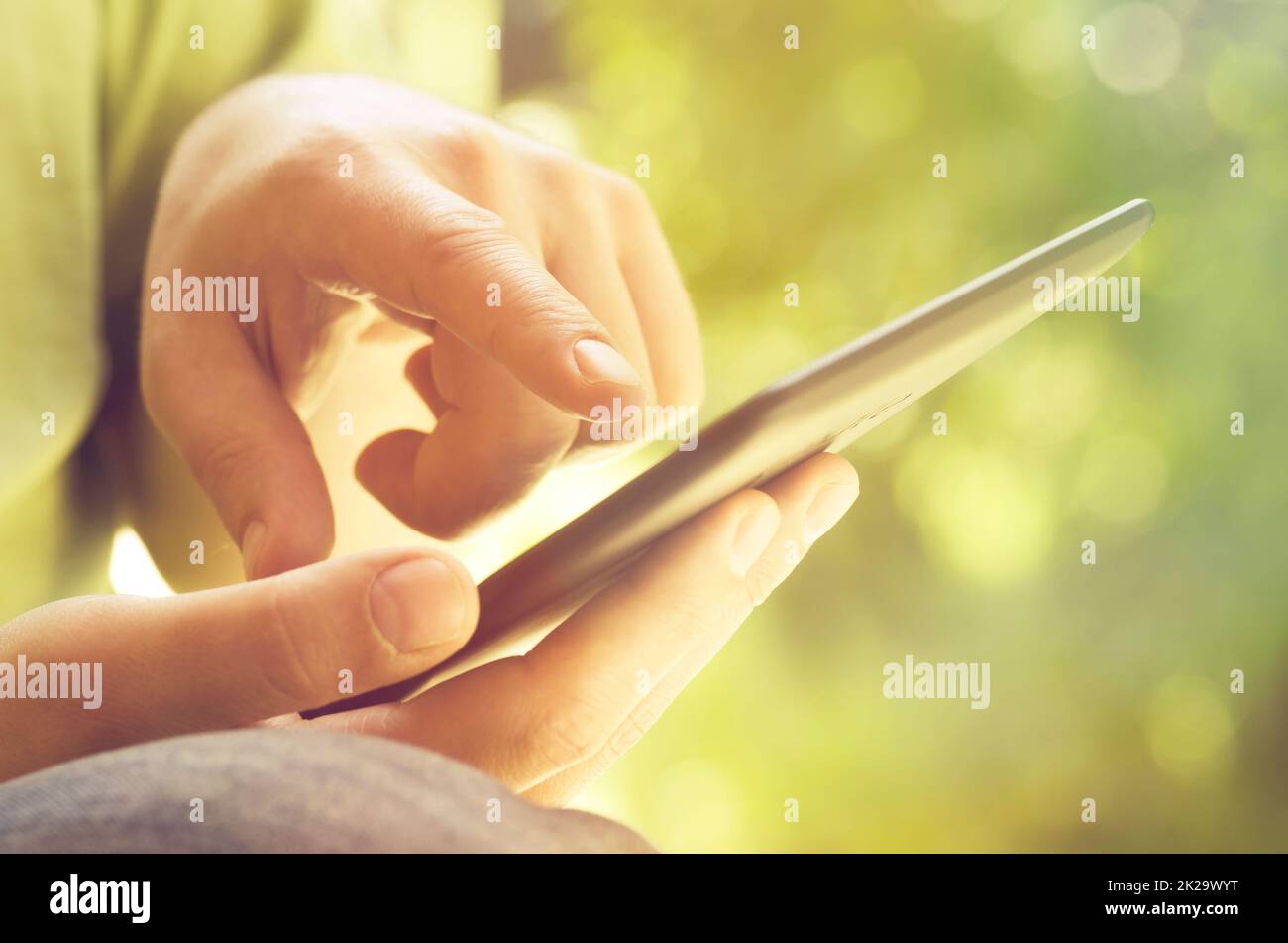 Man holding tablet Stock Photo