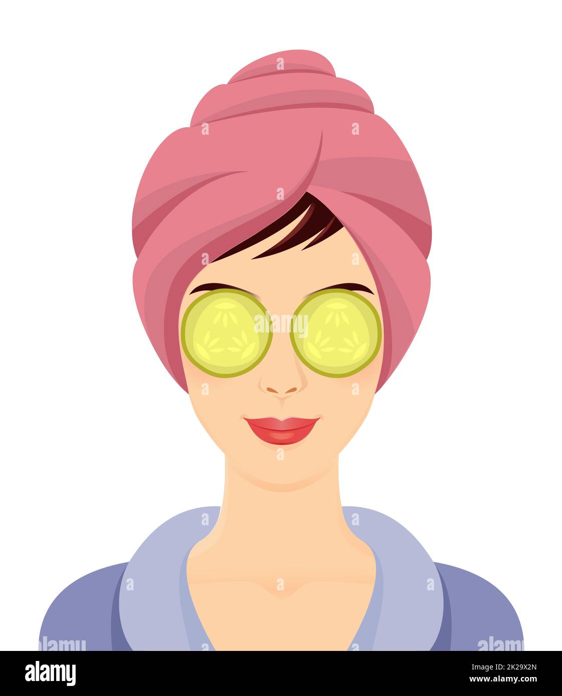 Girl in SPA with towel on her head, eye patches Stock Photo Alamy