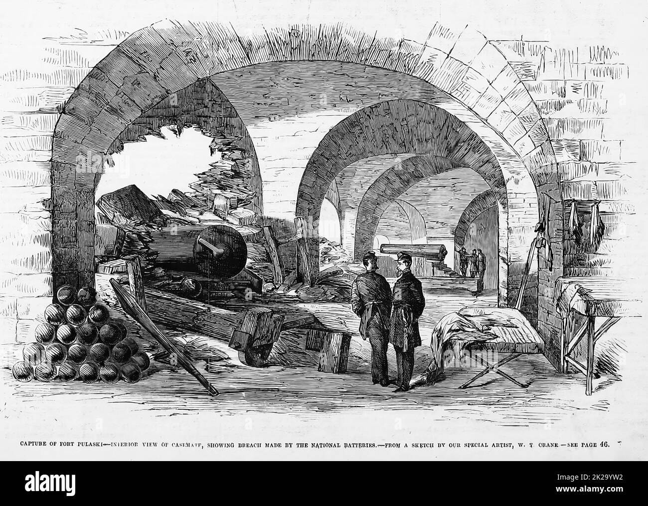 Capture of Fort Pulaski, Interior view of casemate, showing