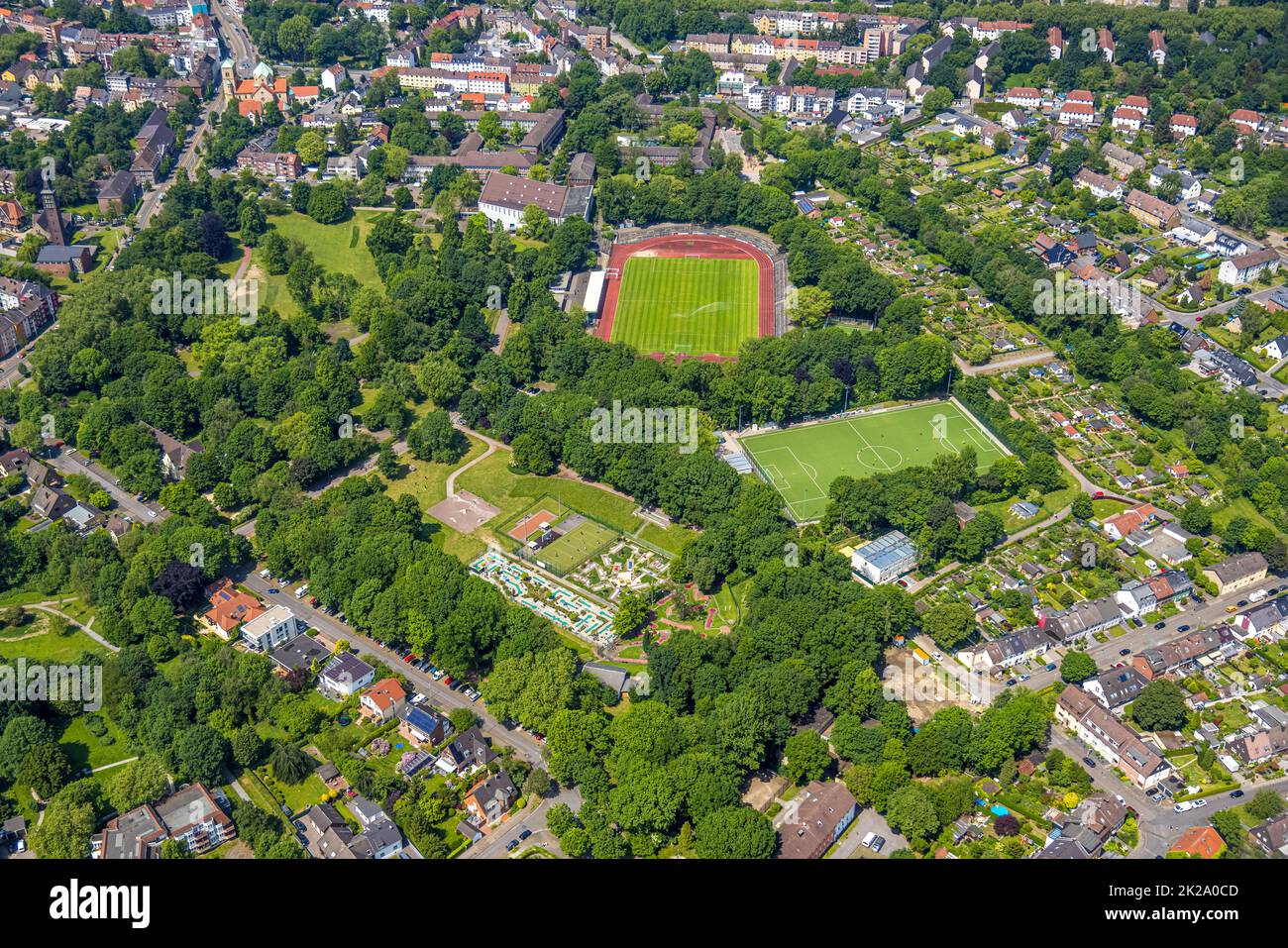 Luftbild, Sportpark mit Mondpalast-Arena, Wanne-Süd, Herne, Ruhrgebiet, Nordrhein-Westfalen, Deutschland Stock Photo