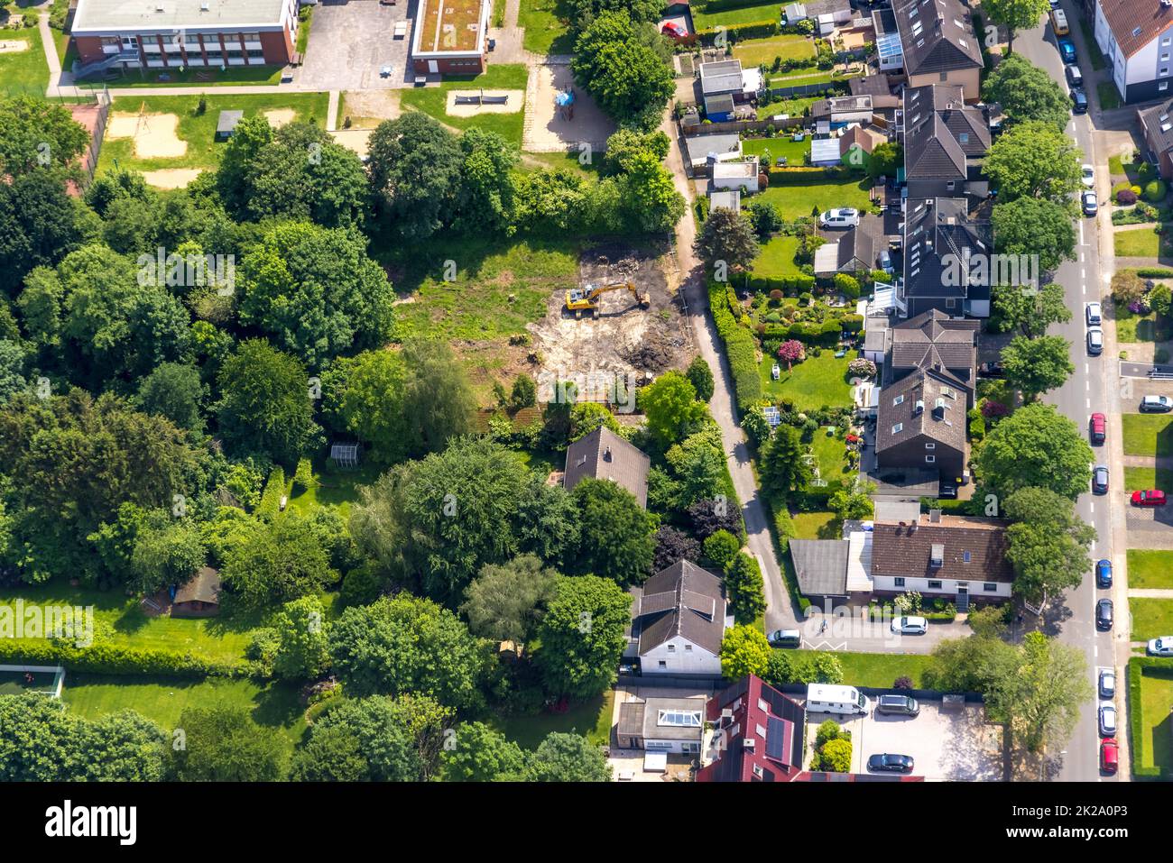Luftbild, Baustelle an der Bergstraße, Herne-Süd, Herne, Ruhrgebiet, Nordrhein-Westfalen, Deutschland Stock Photo