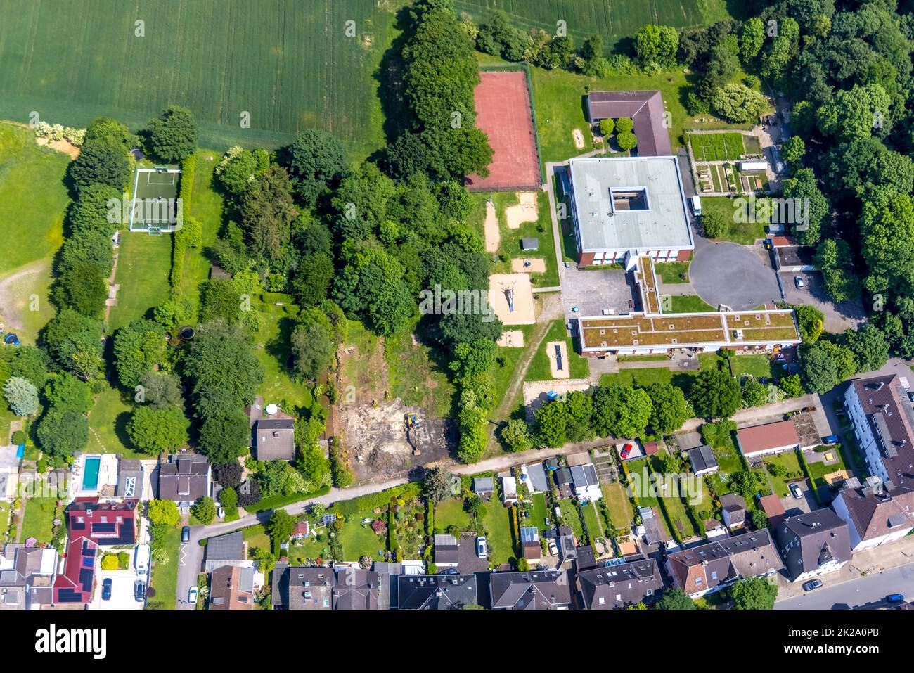 Luftbild, Robert-Brauner-Schule, Baustelle Herne-Süd, Herne, Ruhrgebiet, Nordrhein-Westfalen, Deutschland Stock Photo