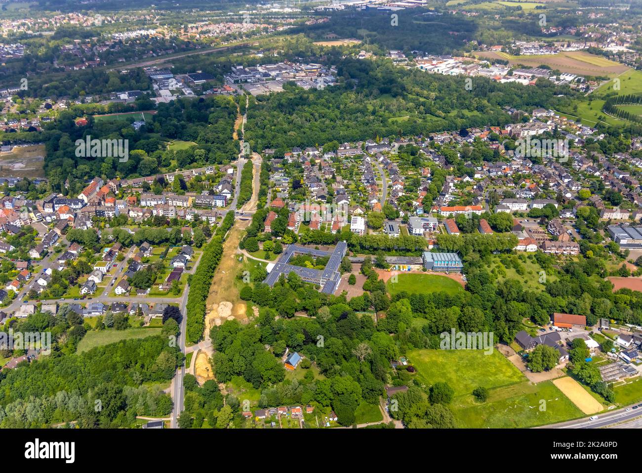 Aerial view, construction site with construction