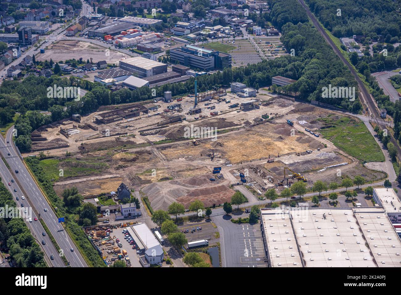 Luftbild, Lidl Zentrallager und Baustelle HerBo43 an der Südstraße