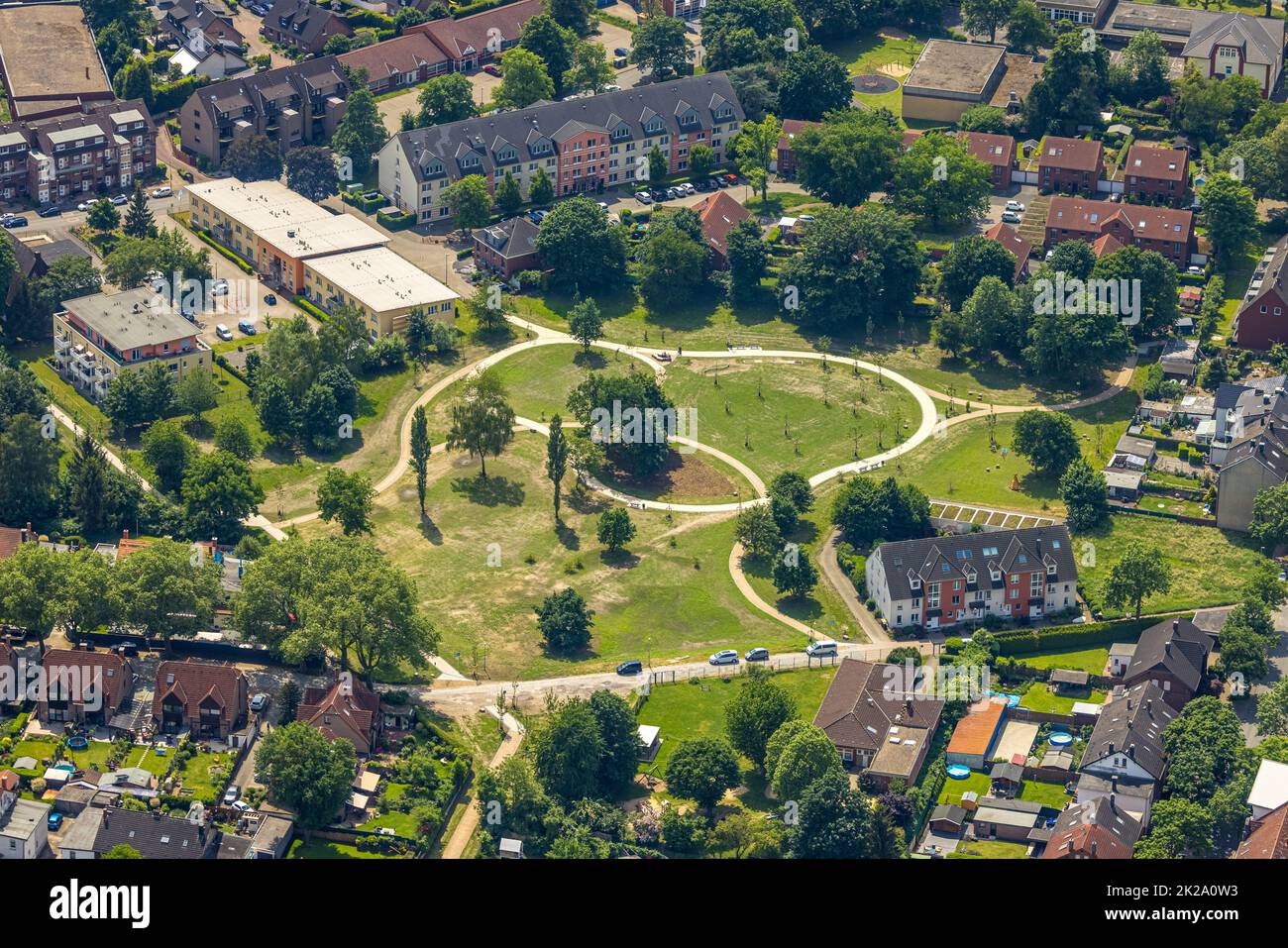 Luftbild, Quartierpark Klosterstraße, Holsterhausen, Herne, Ruhrgebiet, Nordrhein-Westfalen, Deutschland Stock Photo