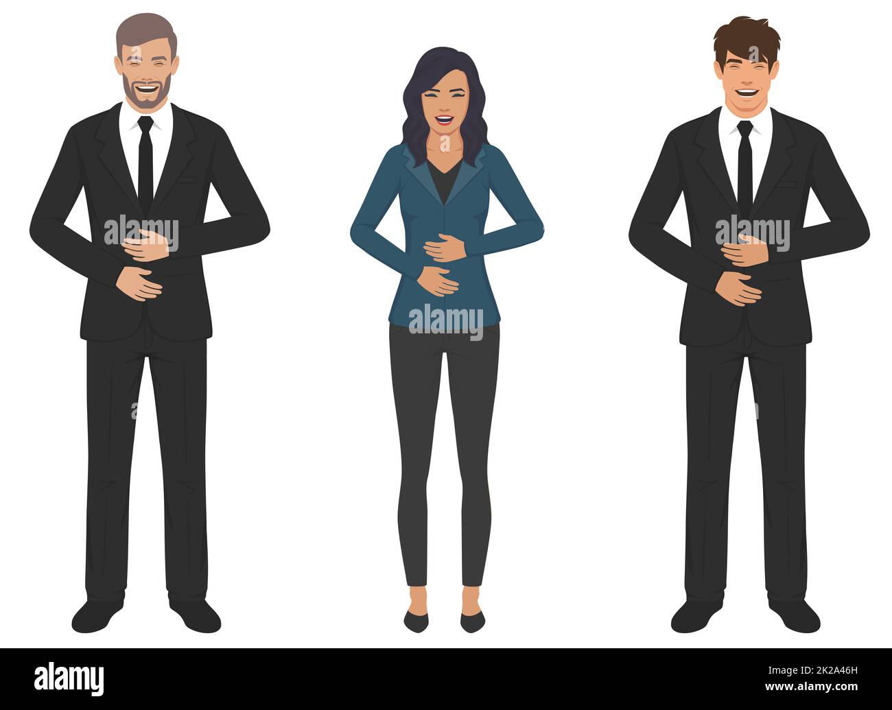 Set of diverse young people laughing at something funny. Man and woman