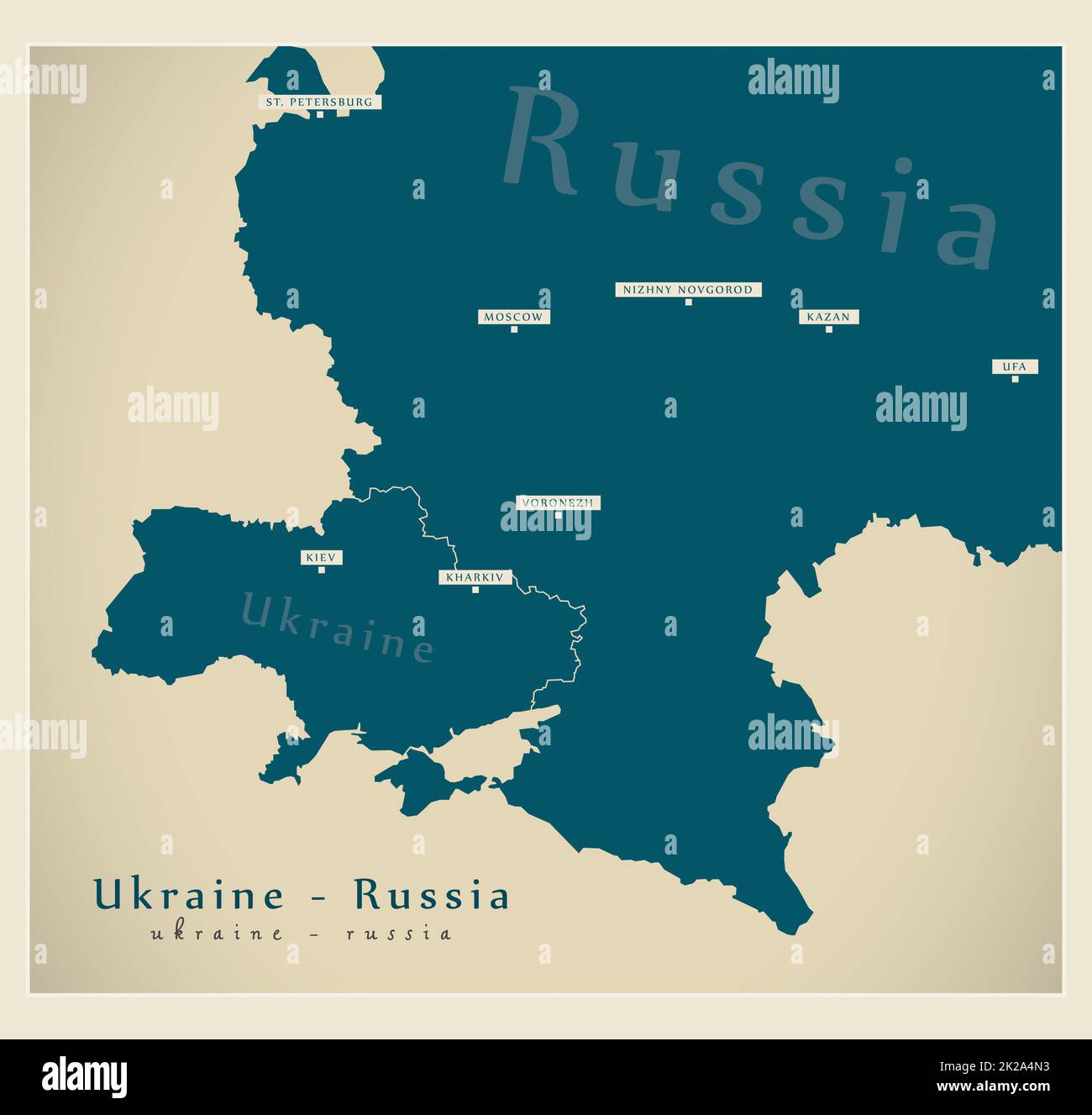 Modern Map - Ukraine and Russia Map Stock Photo