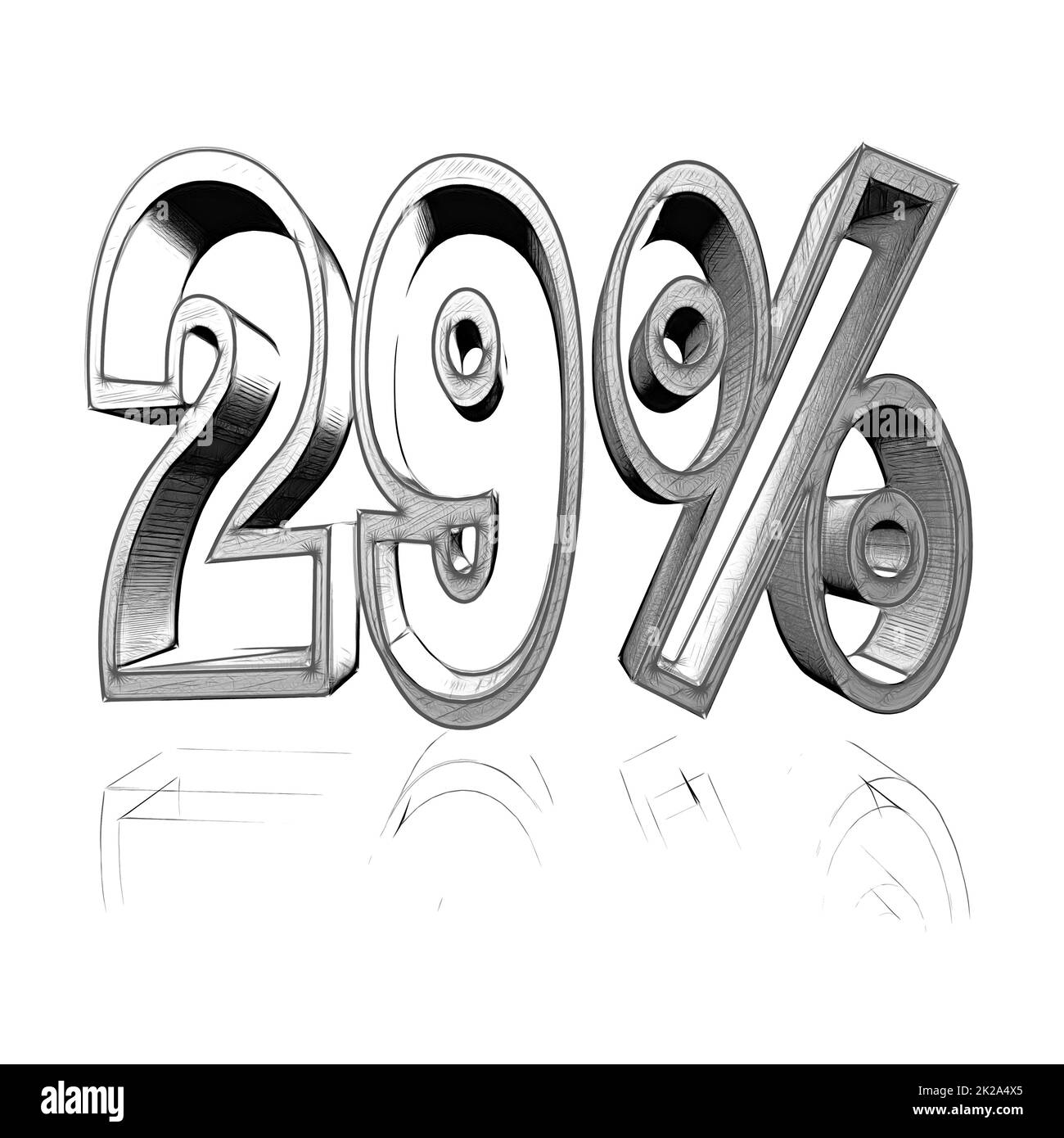 29%, 29 percent as a 3D illustration, 3D rendering Stock Photo - Alamy