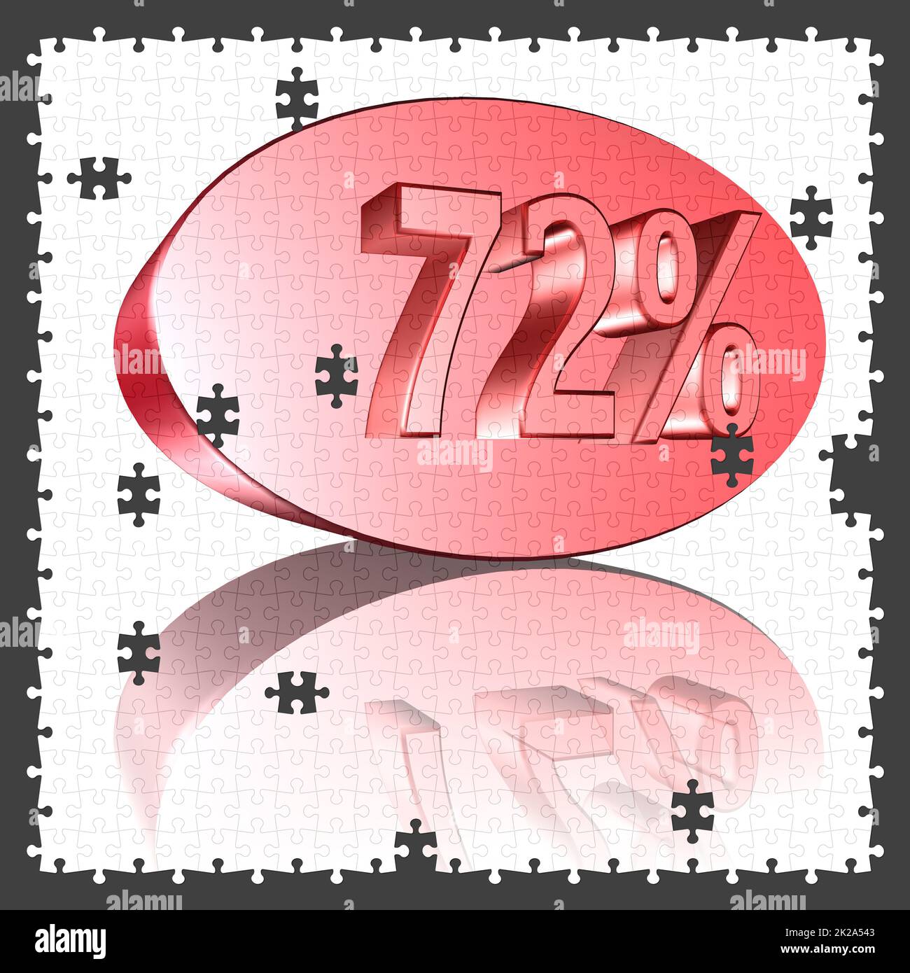 72%, 72 percent as a 3D illustration, 3D rendering Stock Photo - Alamy