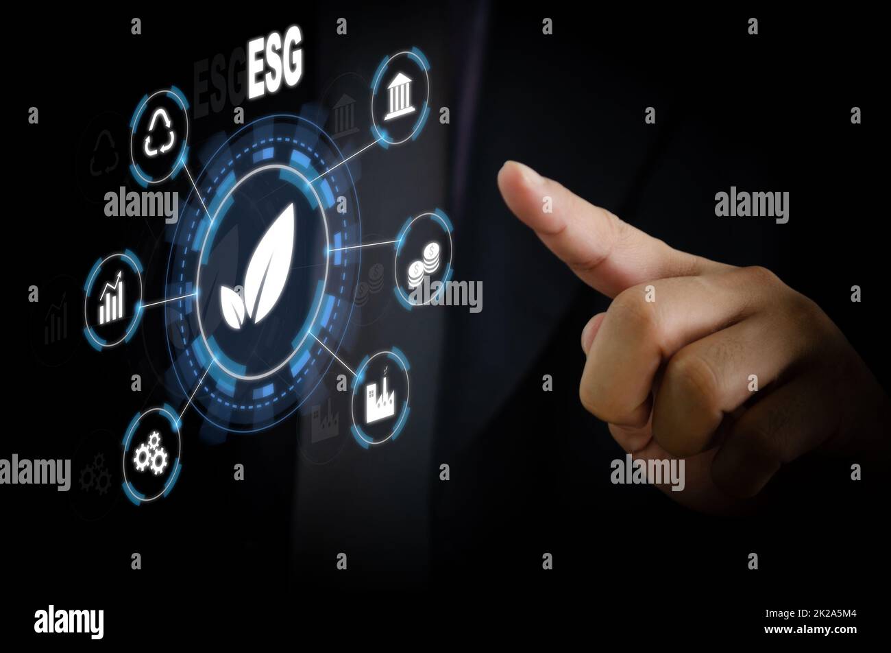 ESG Environmental Social Governance.business technology on virtual ...