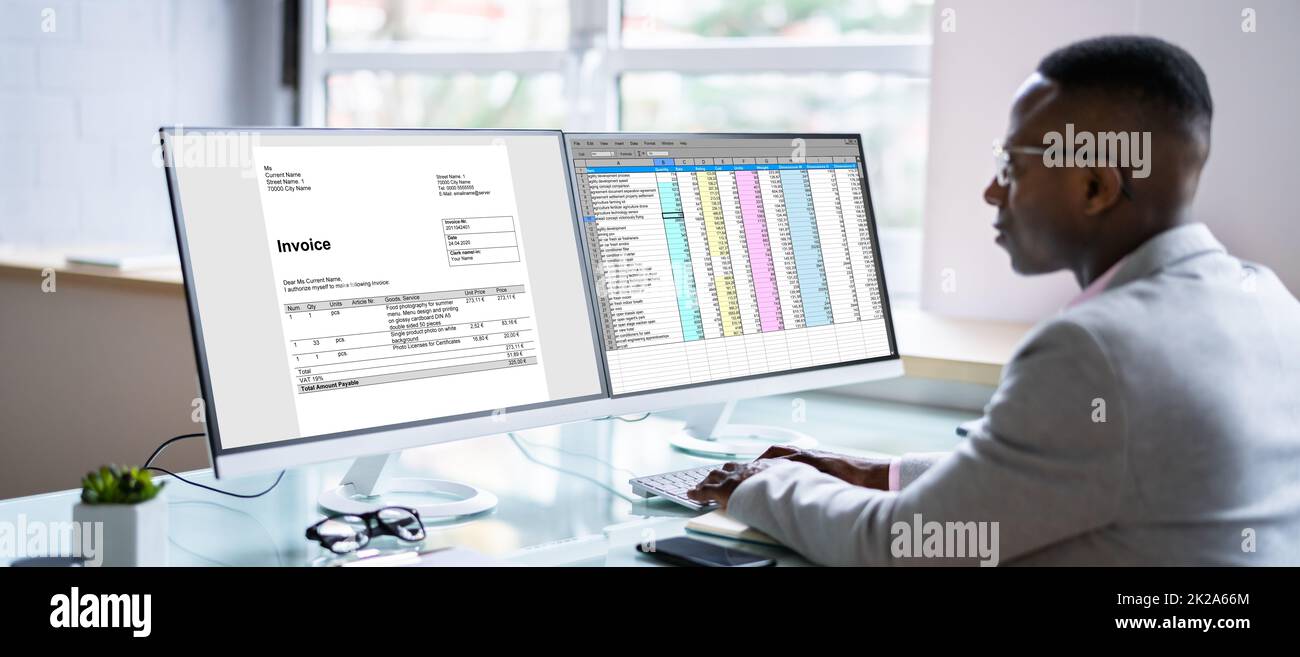 Spreadsheet Analyst Employee Worker. Medical Report Stock Photo