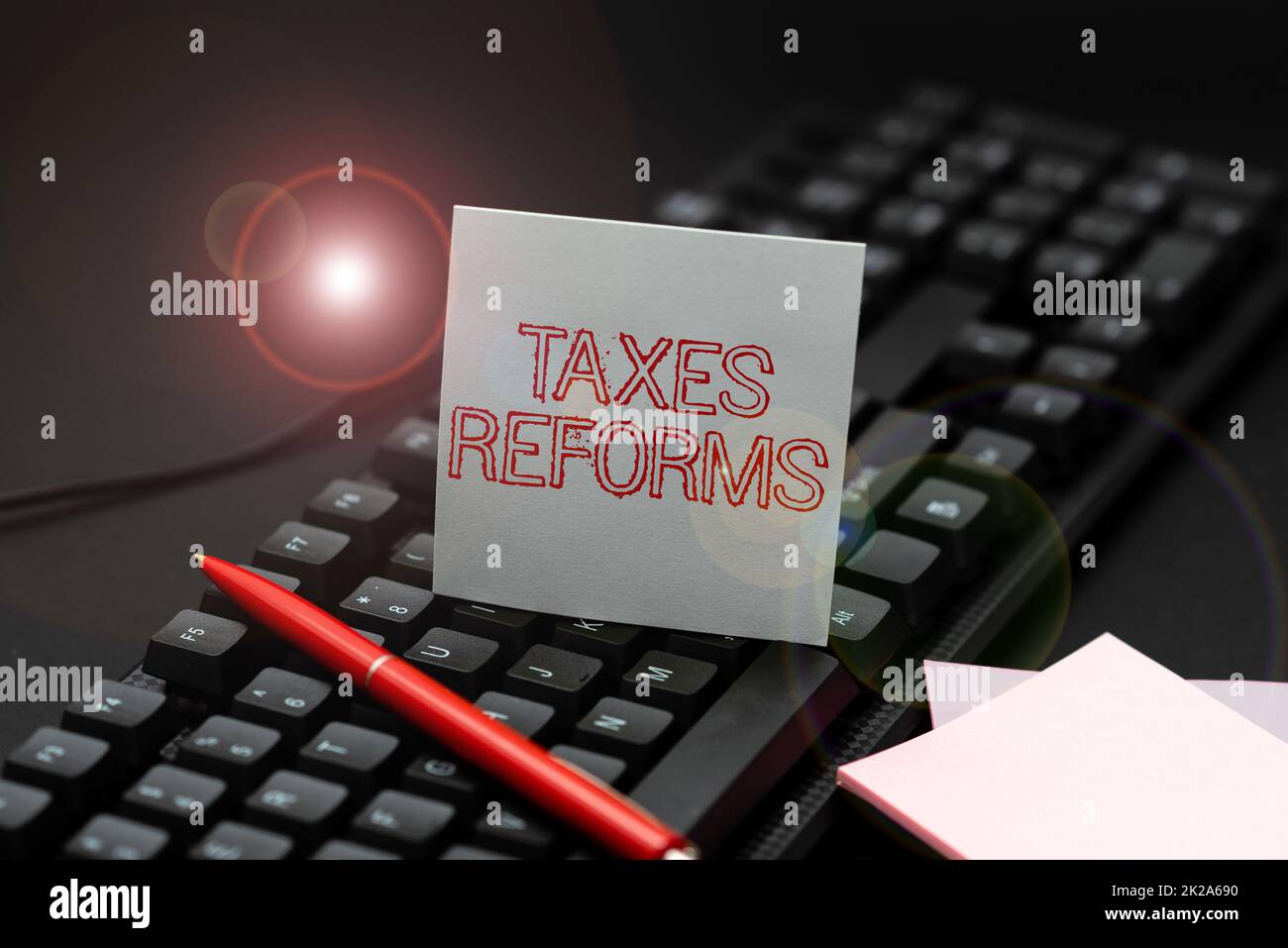 Conceptual display Taxes Reforms. Business overview managing collected taxes in a more efficient process Publishing Typewritten Documents Online, Typing Long Term Contract Stock Photo