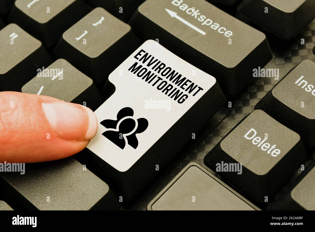 Writing displaying text Environment Monitoring. Business approach basis of production of natural impact assessments Filling Up Online Registration Forms, Gathering And Editing Internet Data Stock Photo