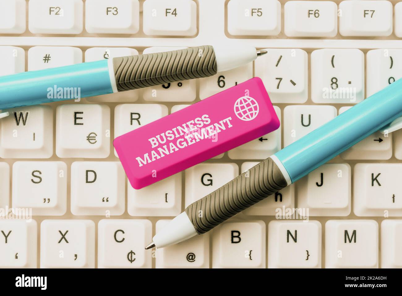 Sign displaying Business Management. Business approach act of organizing to accomplish the objectives Creating New Word Processing Program, Fixing Complicated Programming Codes Stock Photo